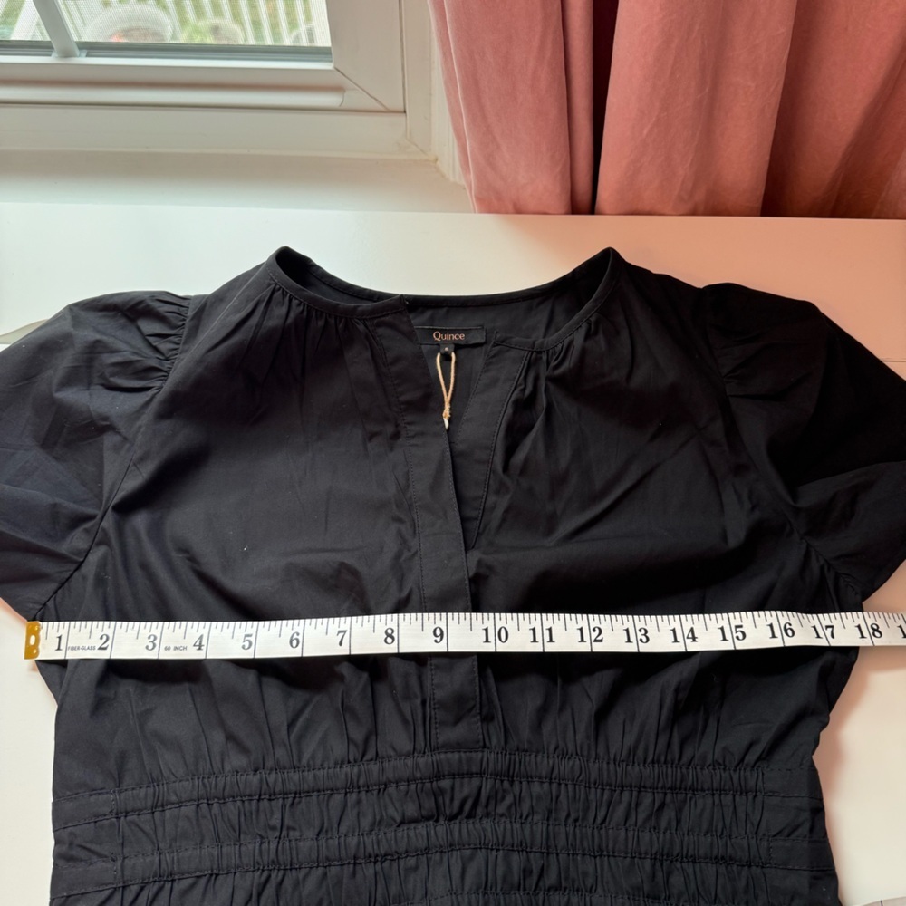 Quince 100% Organic Cotton Poplin Tiered Maxi Dress Black NWT Small - Picture 12 of 13